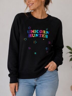 Lularoe 'Unicorn Hunter' Rainbow Graphic Sweatshirt Large NWT